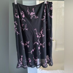 Max Studio Black Midi A-Line Skirt Asymmetrical Ruffled